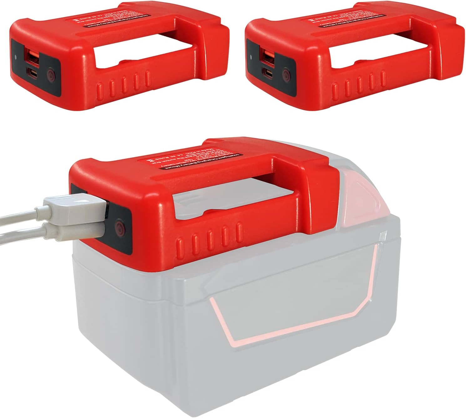 2 Packs USB Charger Adapter for Milwaukee M18 18V Lithium Ion Battery with USB & Type-C Fast Charging Power Wheel Adapter USB Charger (Adapters Only) image number 1