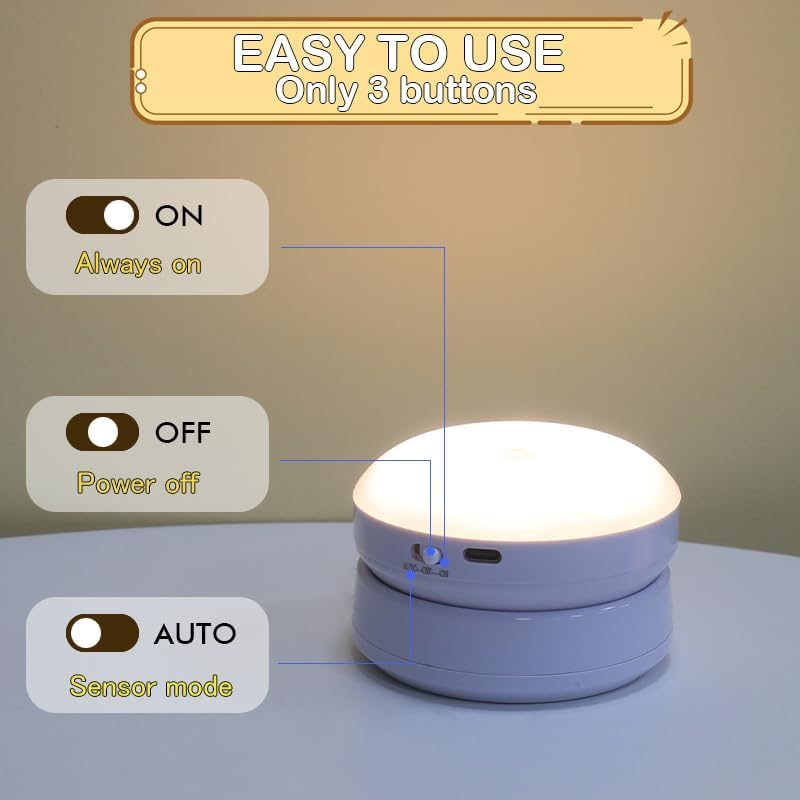 Motion Sensor Light Magnetic Wall Lamp Indoor Rechargeable 1200Mah Wall Mounted Lights Cordless Wall Sconce Nursery Lamp Bedroom Stairs Entrance Doorways Corridors Night Lights Warm image number 1