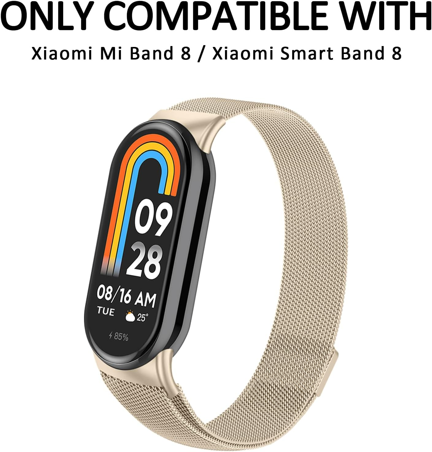 Leonids Metal Bands for Xiaomi Smart Band 10 9 8 Bands, Stainless Steel Mesh Loop Adjustable Wristband Strap for Xiaomi Mi Band 10 9 8 Replacement Wristband Women Men - Rose Gold image number 6