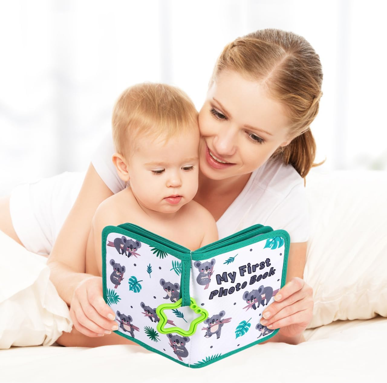 Hemobllo Baby Photo Album: Baby Cloth Book - My First Family Photo Book Holds 17 6X4 Inch Pictures Keepsake for Shower Newborn Toddler Boy Girl image number 4