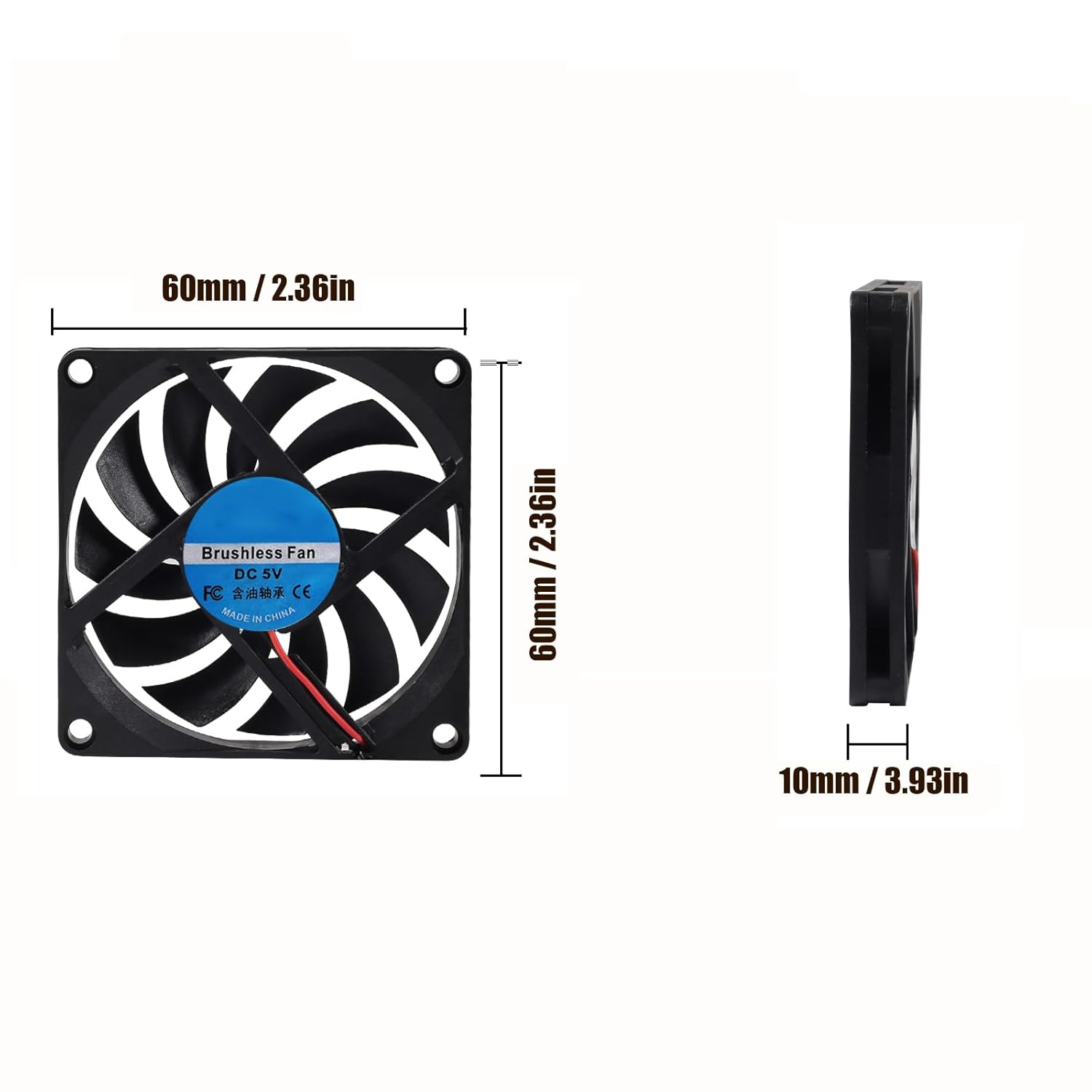 DIANN 2Pcs 6010 Cooling Fan 5V 0.18A USB 60X60X10Mm Brushless DC Computer CPU Heat Sink Cooling Cooler Fan 60Mm X 10Mm image number 3