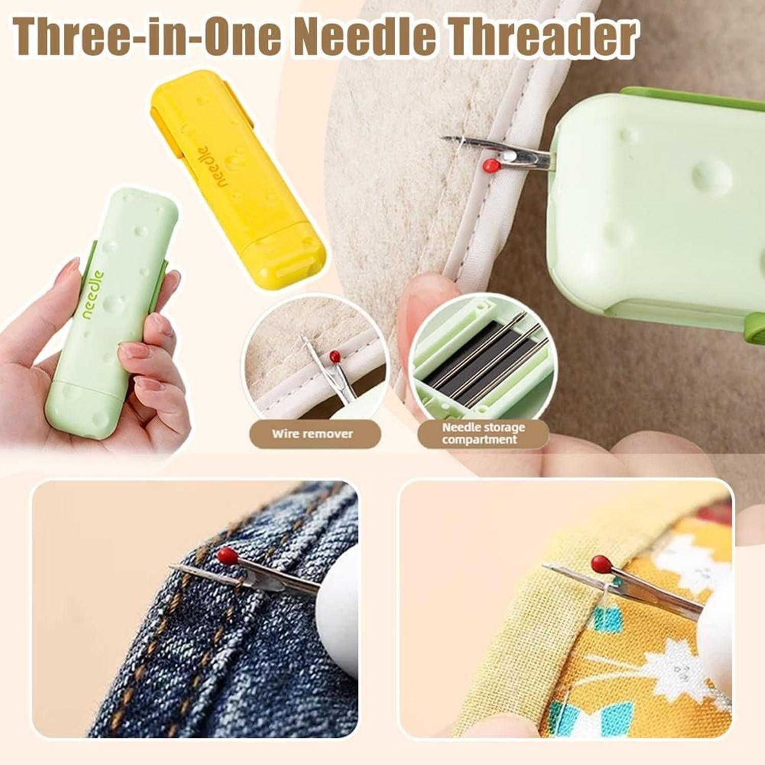 New Upgraded 3-In-1 Automatic Needle Threader, Seam Ripper & Magnetic Needle Box Quick Sewing Kit for Hand Sewing, Embroidery & Crafts image number 2