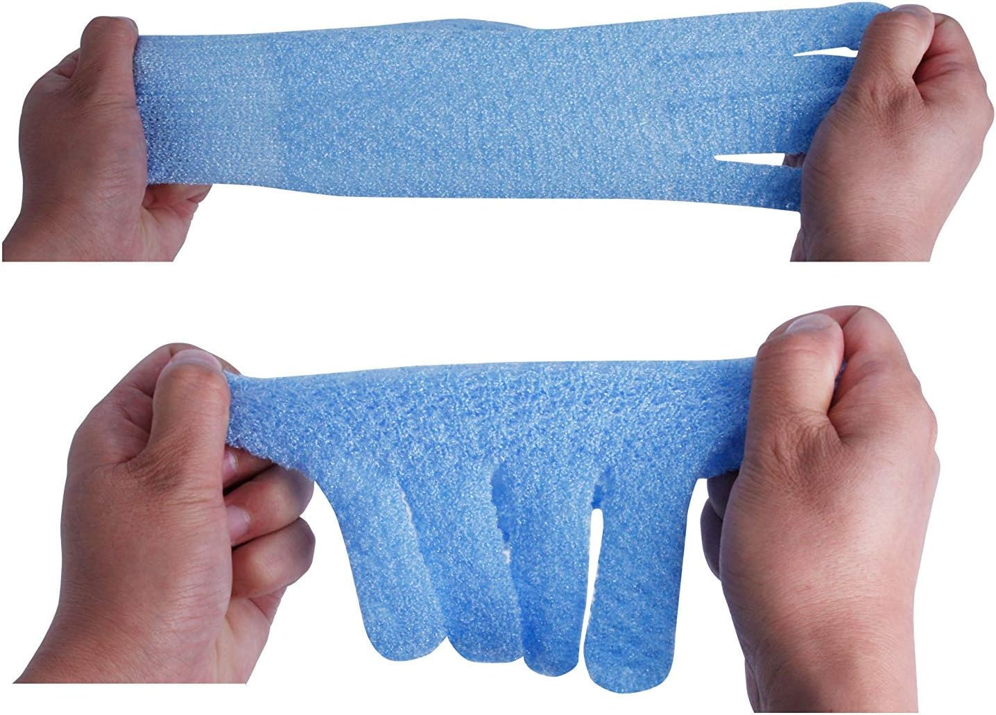 Evridwear Exfoliating Dual Texture Bath Gloves for Shower, Spa, Massage and Body Scrubs, Dead Skin Cell Remover, Gloves with Hanging Loop (2 Pairs Heavy) image number 3