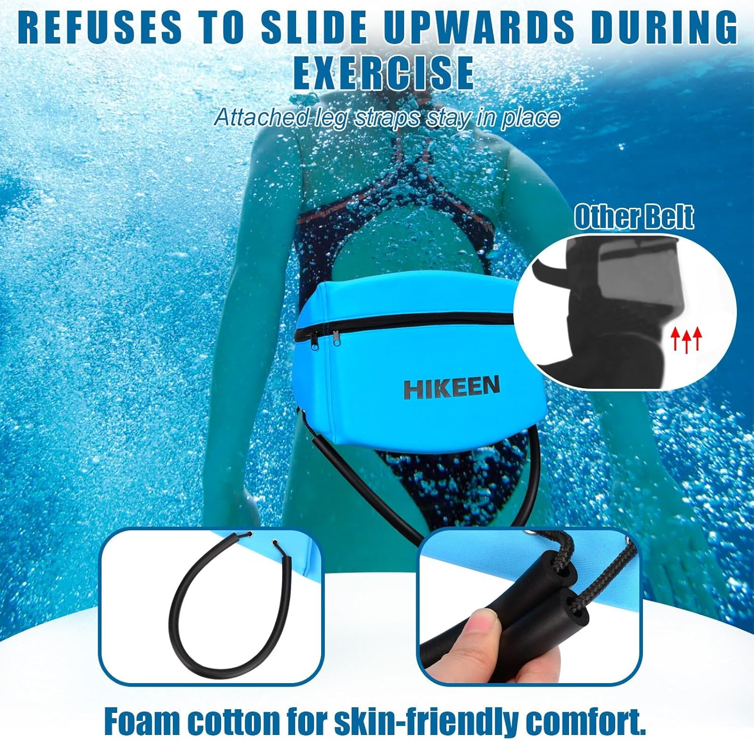 Hikeen Swim Belt for Adults/Kids,Water Aerobics Equipment with Fixing Straps and Zipped Pocket,Adults Pool Exercise Equipment for Pool Exercises and Workouts