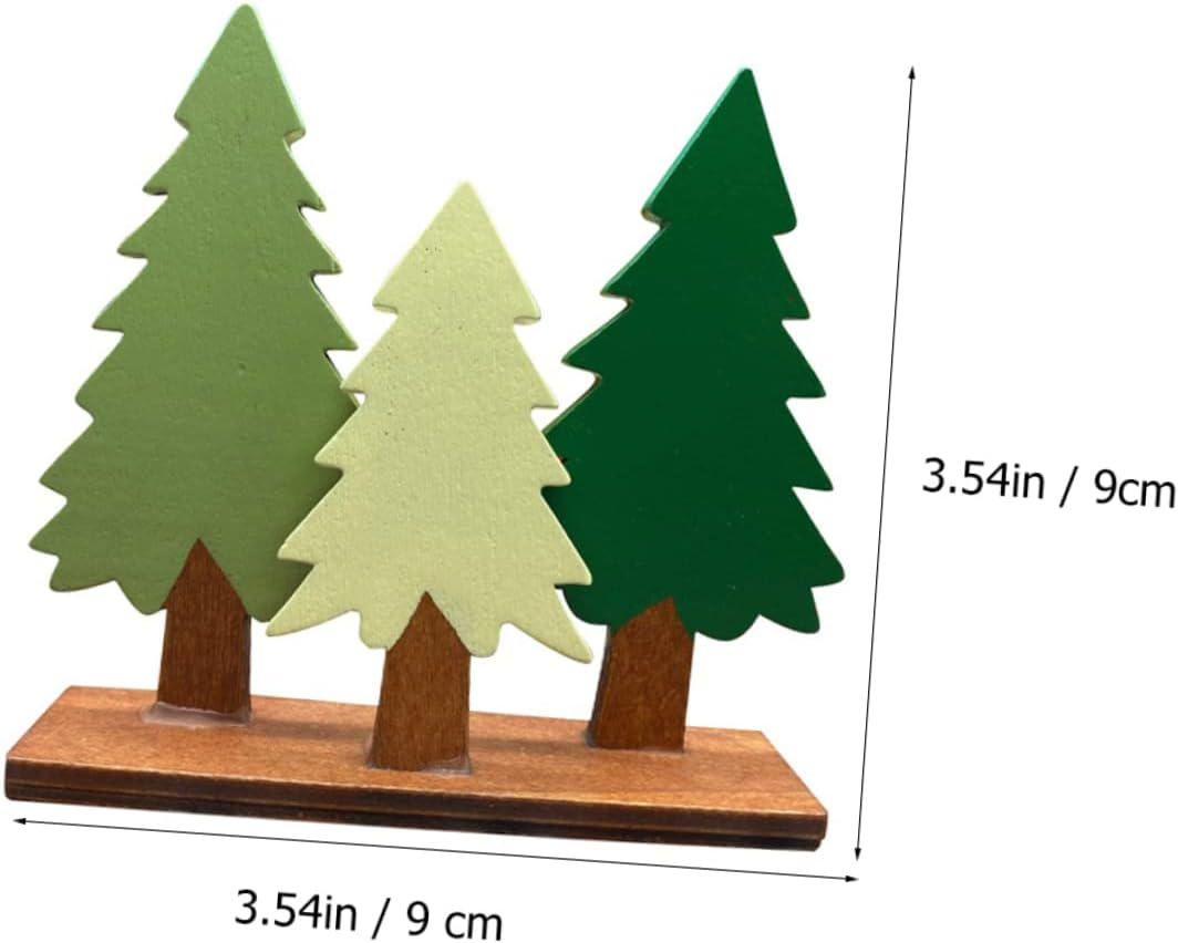 1Pc Wooden Simulation Pine Tree Decor Decoration for Christmas Year Events Portable Reusable Pine Shaped Ornament for Festive Atmosphere image number 4