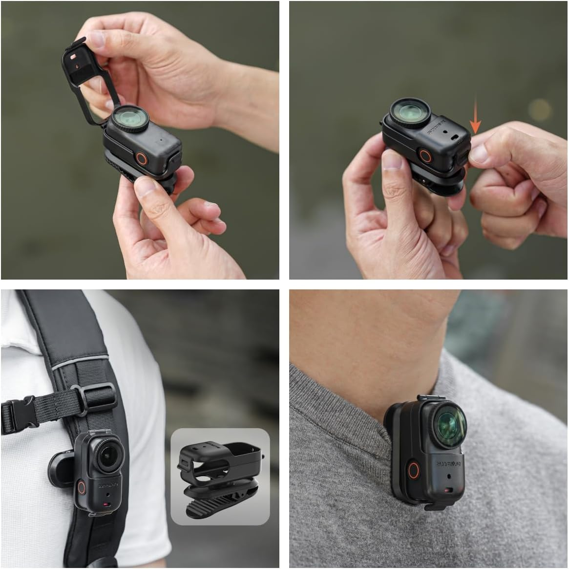 DGBAY Backpack Mount Clip for DJI Osmo Nano,360 Rotation Horizontal Vertical Quick Release Mount Hat Camera Clip for Backpack Compatible with DJI Nano Accessories image number 4