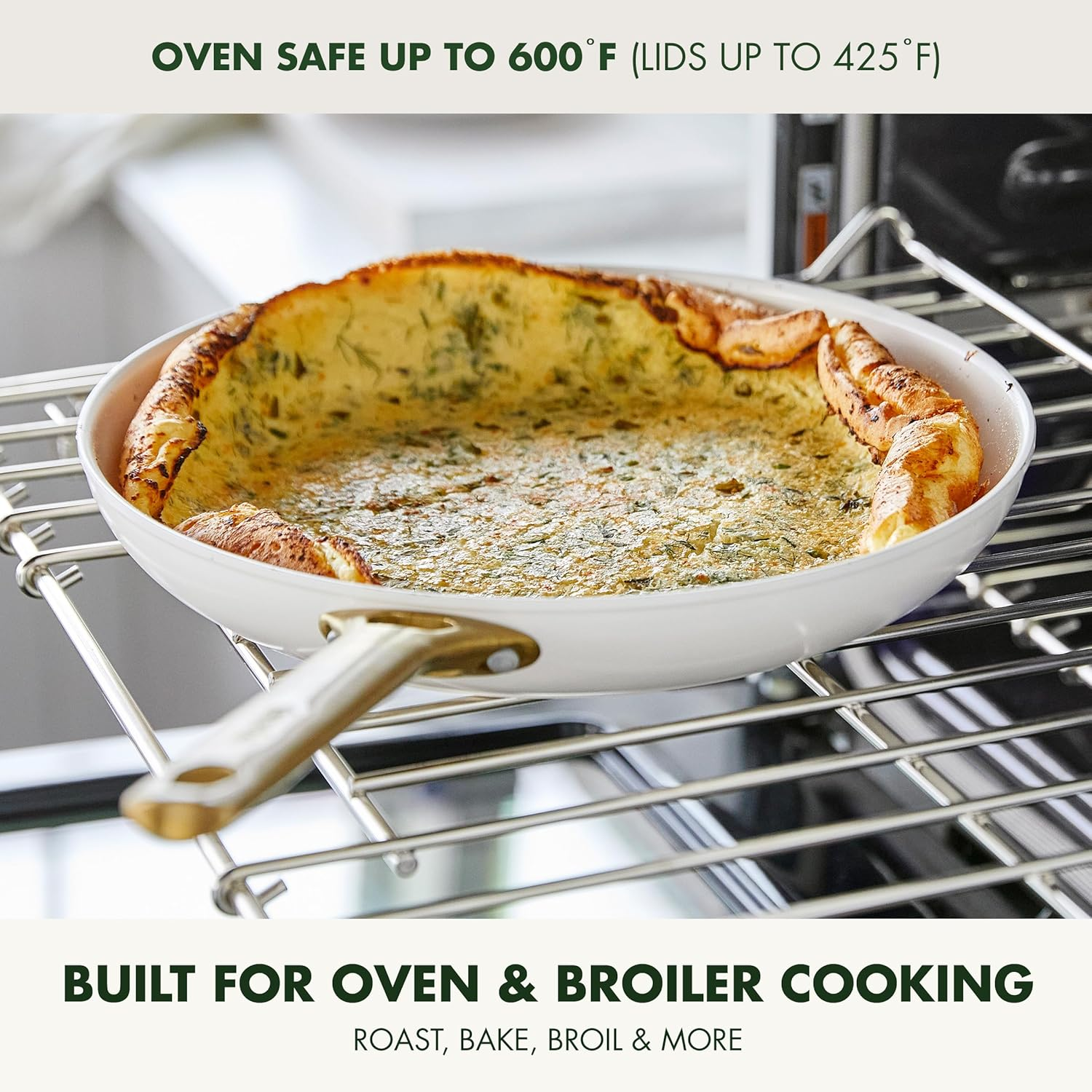 Greenpan Reserve Hard Anodized Healthy Ceramic Nonstick 10 Piece Cookware Pots and Pans Set, Gold Tone Stainless Steel Handle, Pfas-Free, Dishwasher Safe, Oven Safe, Cream White image number 1