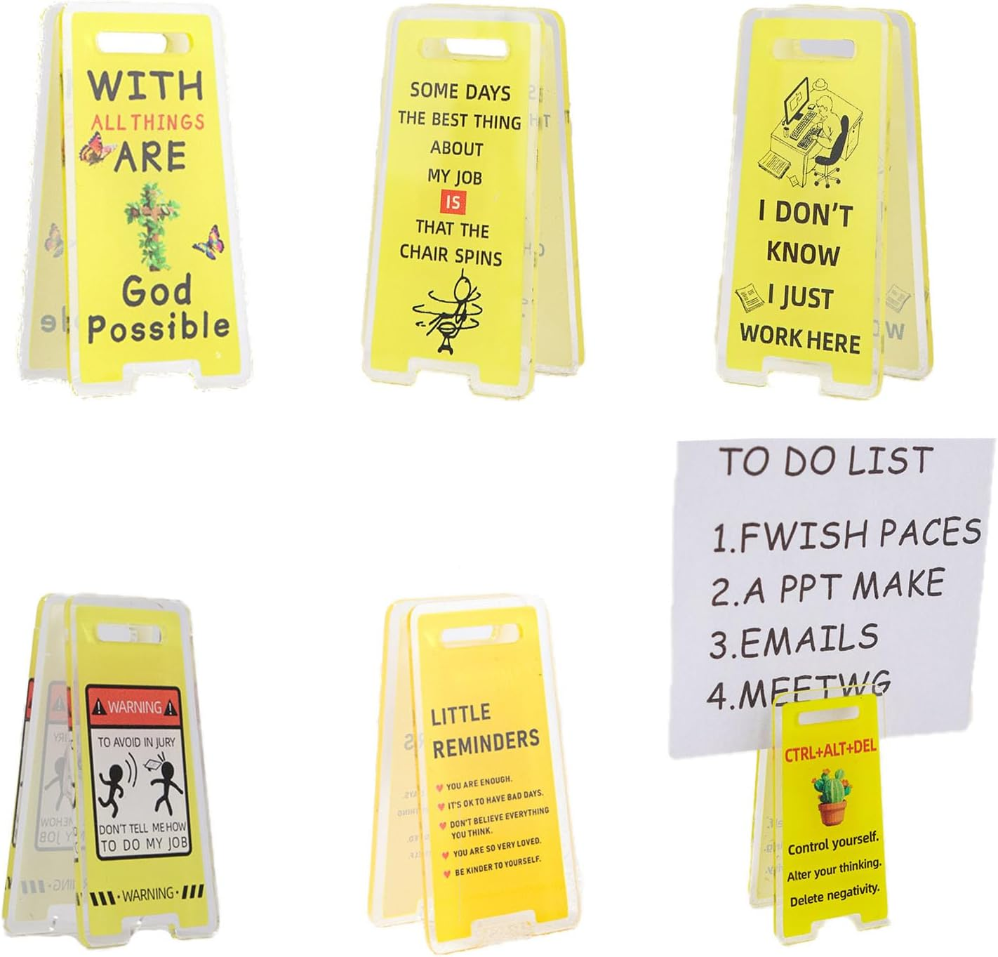 6-Pack Funny Sticky Note Holders - Hilarious Office Desk Clips with Sassy Signs, Perfect White Elephant Gifts for Coworkers (Group C)