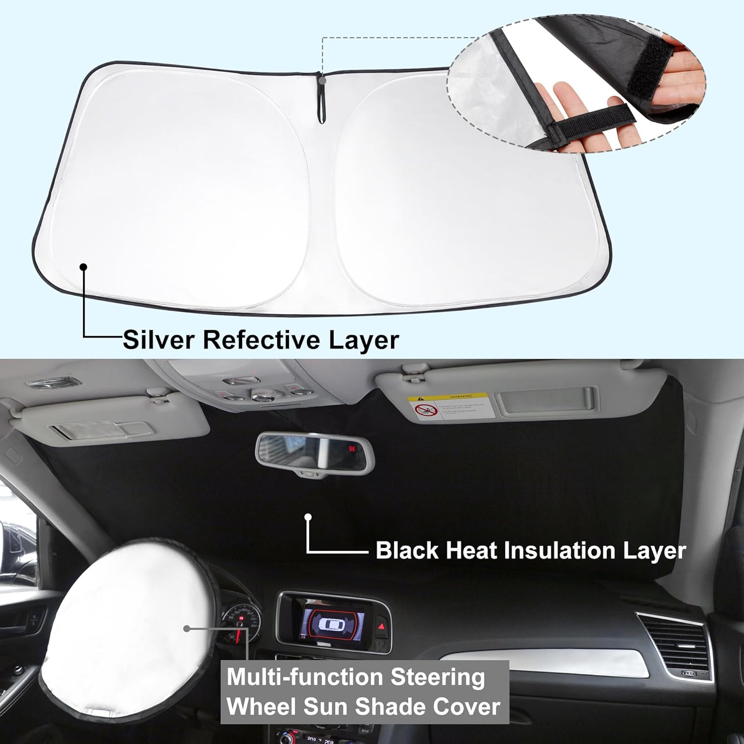 YYCKE Windshield Sun Shade Accessories Compatible with 2022-2024 2025 Tucson for Hyundai Foldable Sunshade Sun Visor Blocks UV image number 1