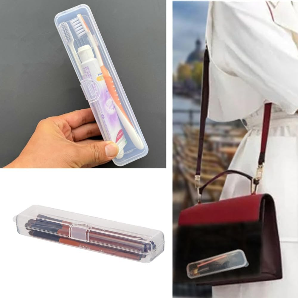 Cuicanfla 4 Pcs Portable Travel Toothbrush Case,Portable Clear Toothbrush and Toothpaste Storage Container Hard Plastic Transparent Toothbrush Carrying Box for for Home,Travela,Business,Camping,School