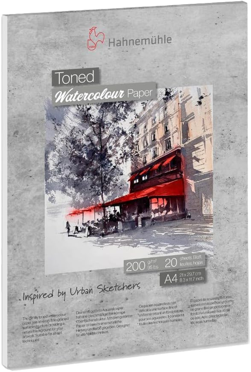 Hahnemuhle A5 Portrait 200GSM Toned Watercolour 20 Pages Pad, Grey