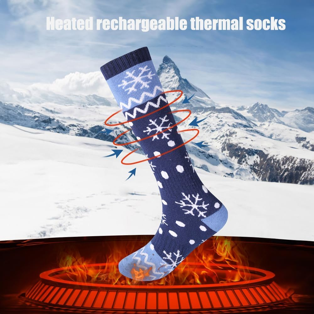 Heated Socks, 5000Mah Rechargeable Heated Socks for Men Women Washable Electric Thermal Warming Socks with Aiwei APP Remote Control for Winter Biking Skiing Outdoors Fishing Camping Cold Weather Red - Red image number 6