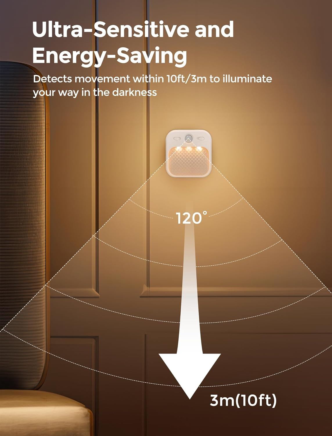 MERTTURM Night Light with Motion Sensor (30 Days Standby), Rechargeable Type-C LED Night Light Brightness Adjustable 3 Modes (Auto/Off/On), Magnetic Installation for Bedroom, Aisle, Stairs, Kitchen image number 1