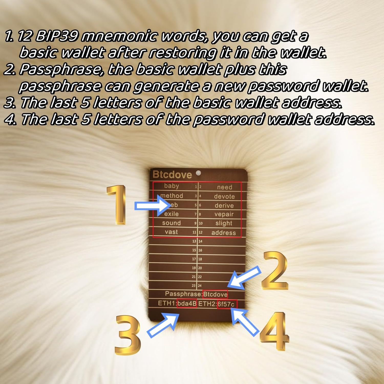 Titanium Seed Phrase Plate - Single Plate Single Hole, Fireproof, Rustproof Crypto Wallet Backup-Includes Aluminum Practice Cards and Tamper-Proof Stickers - Compatible with Trezor, Ledger, Metamask image number 2