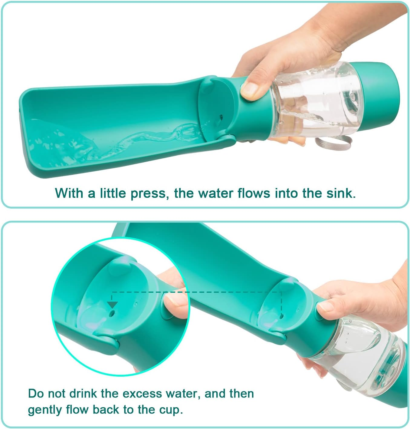 Dog Water Bottle Dispenser - Portable Foldable Pet Water Bottle with Food Container Drinking Feeder for Pet Walking Travel Hiking | Compact Durable Lightweight Leakproof/Pink/Blue (Pink/Blue) (Blue)