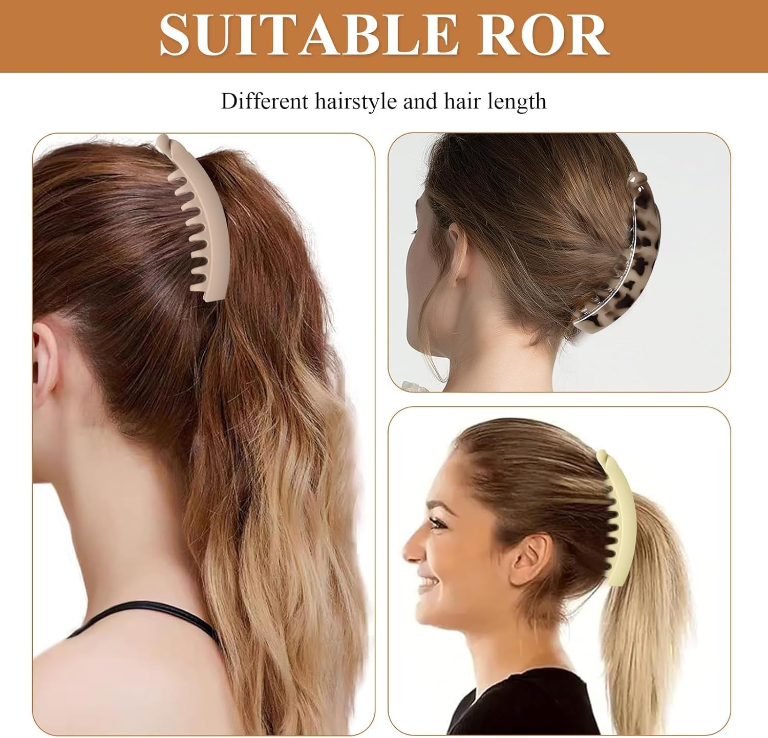 Nonslip Clincher Combs Big Banana Comb,3Pcs Banana Clip Clincher Comb Hair Grips,Big Matte Banana Hair Clip Clincher Comb,Large Banana Hair Clip Clincher Comb,Banana Clip Hair Clincher Comb for Women image number 5