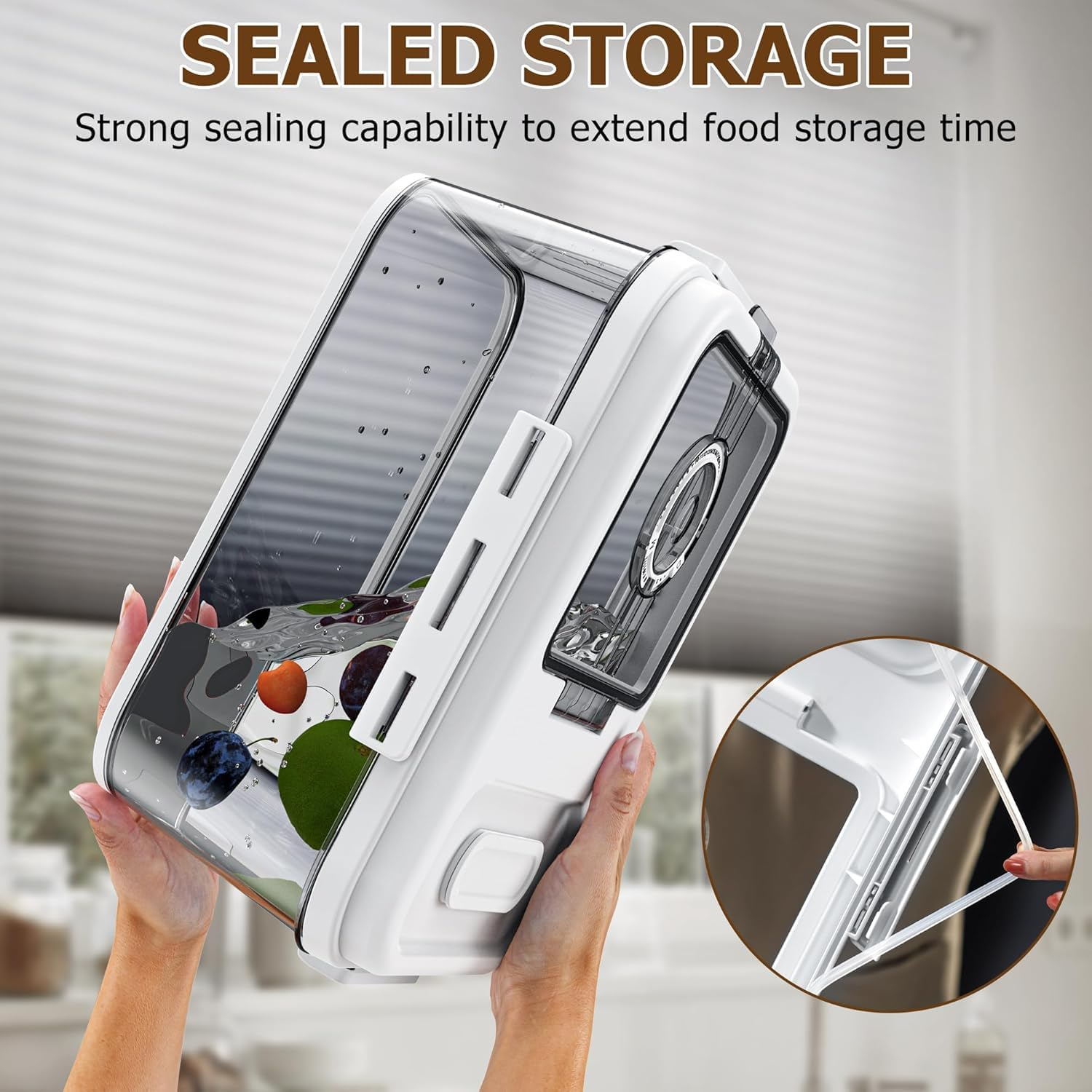 Kitchen Countertop Bread Box, Airtight Storage Container with Time Recording Lid, White (Small) image number 3