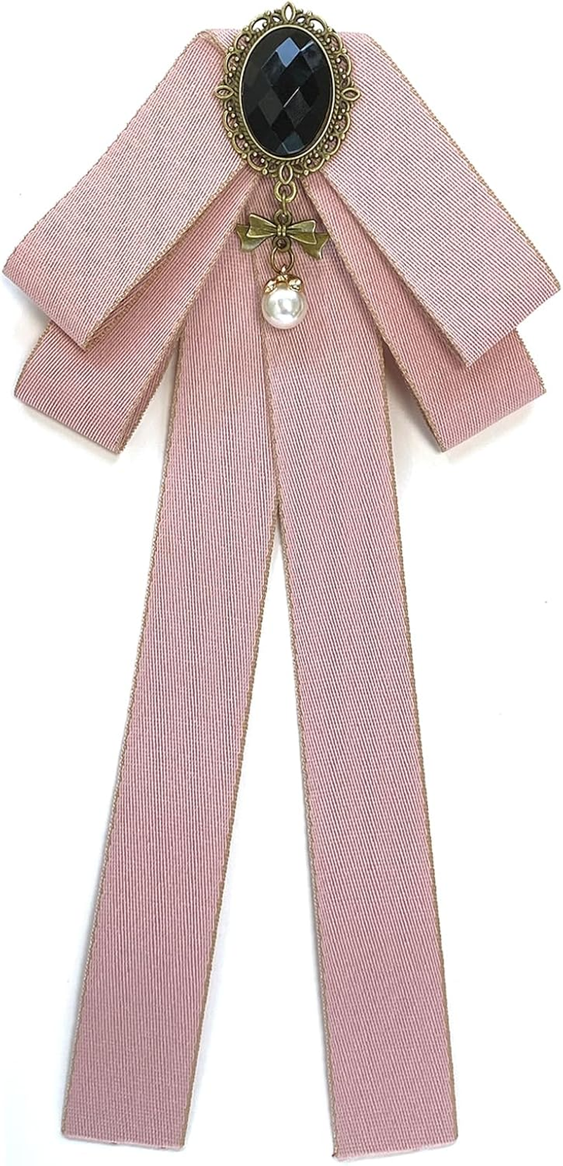 Aoozleny Bow Tie for Women, Pre-Tied Ribbon Tie Adjustable Neck Tie with Rhinestone for Collared Blouse Shirt Dress - Gray image number 3