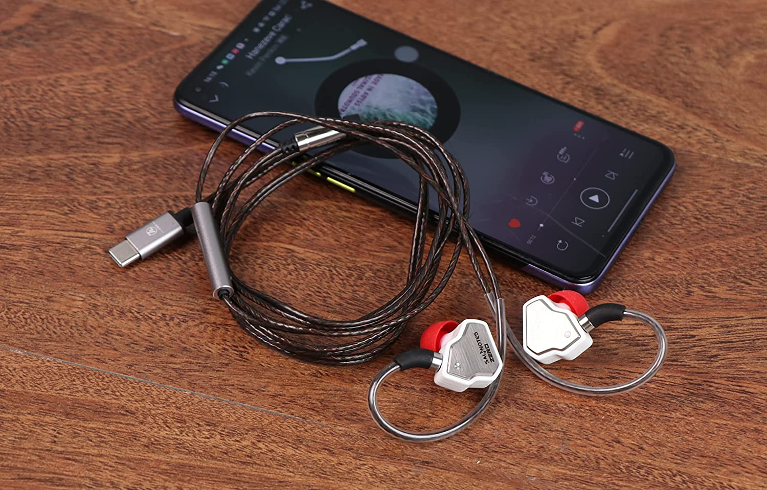 Linsoul 7Hz Salnotes Zero Hifi 10Mm Dynamic Driver In-Ear Earphone Microphone IEM with Metal Composite Diaphragm Stainless Steel Faceplate Detachable 2Pin OFC Cable (White, with Mic, Type C) image number 5