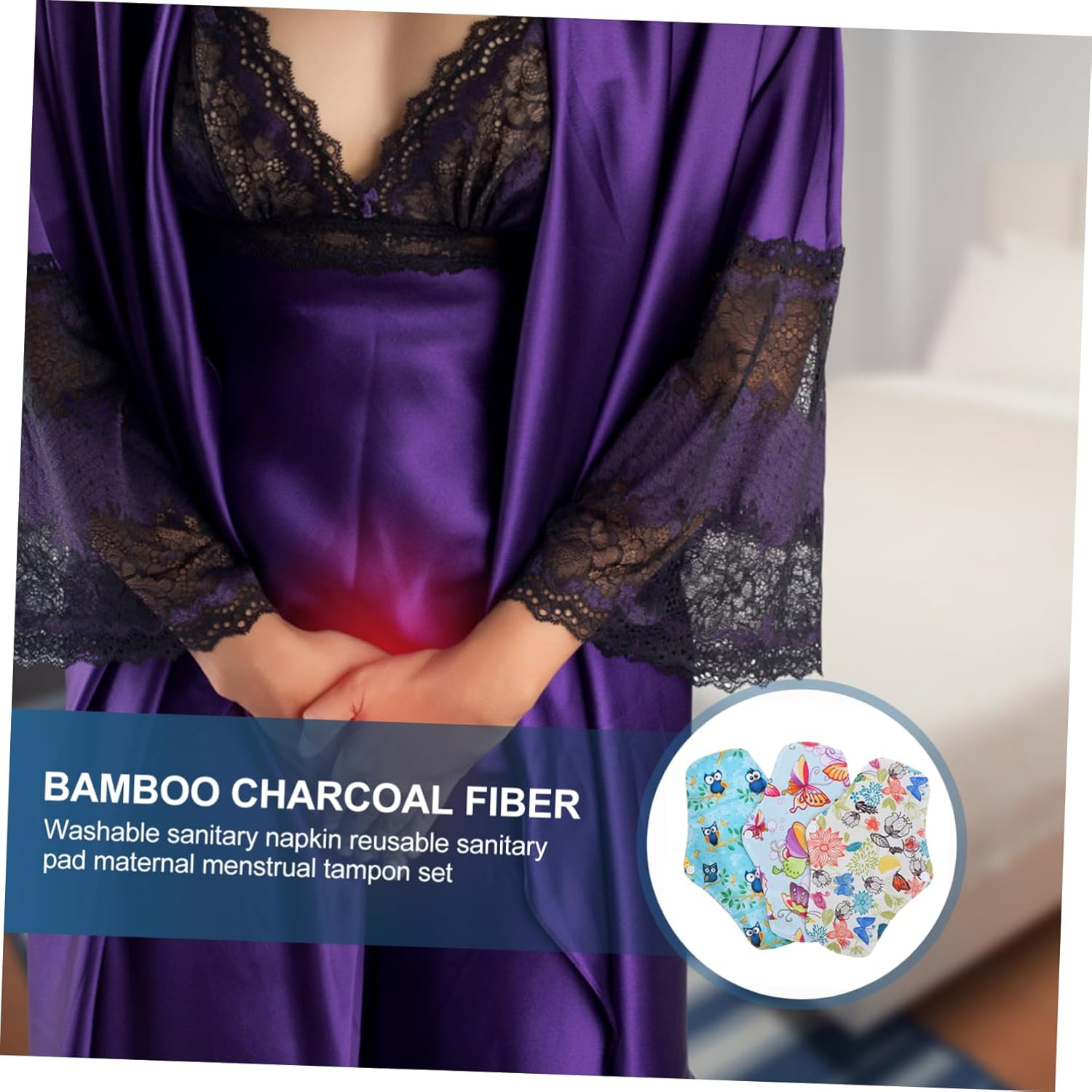 JECOMPRIS Reusable Menstrual Pads 3Pcs - Washable Organic Pads for - Moisture Absorption Fiber Mother Pads image number 2