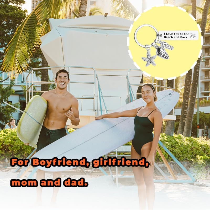Birthday Gifts for Mom Dad Christmas Birthday Gifts for Boyfriend Girlfriend I Love You to the Beach and Back Keychain Gifts for Grandpa Grandma Beach Lover Women Men