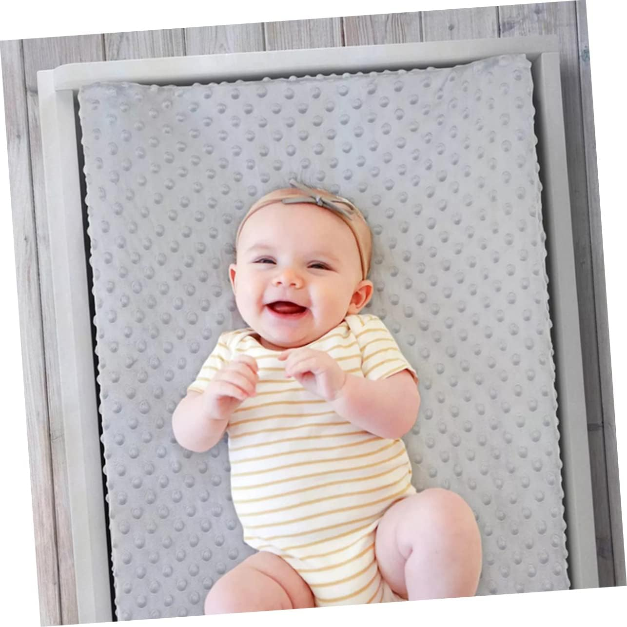 2Pcs Baby Changing Pad Cover Polyester Changing Pad Protector for Infant in White and Grey for Nursery Use image number 3