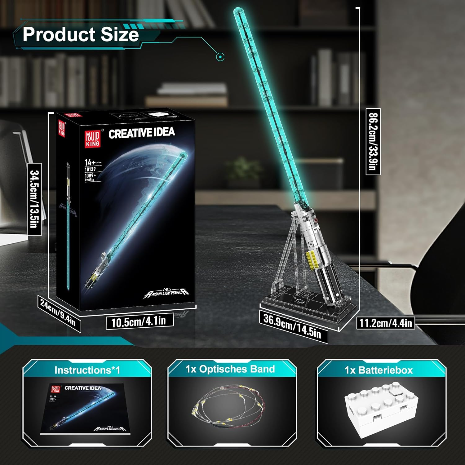 Mould King 10139 Lightsaber Building Blocks Set, Light Saber with Stand, Rechargeable Light Sword for Adult Kids Birthday Thanksgiving Xmas Toys Gift Halloween Cosplay (1089+ PCS) image number 3