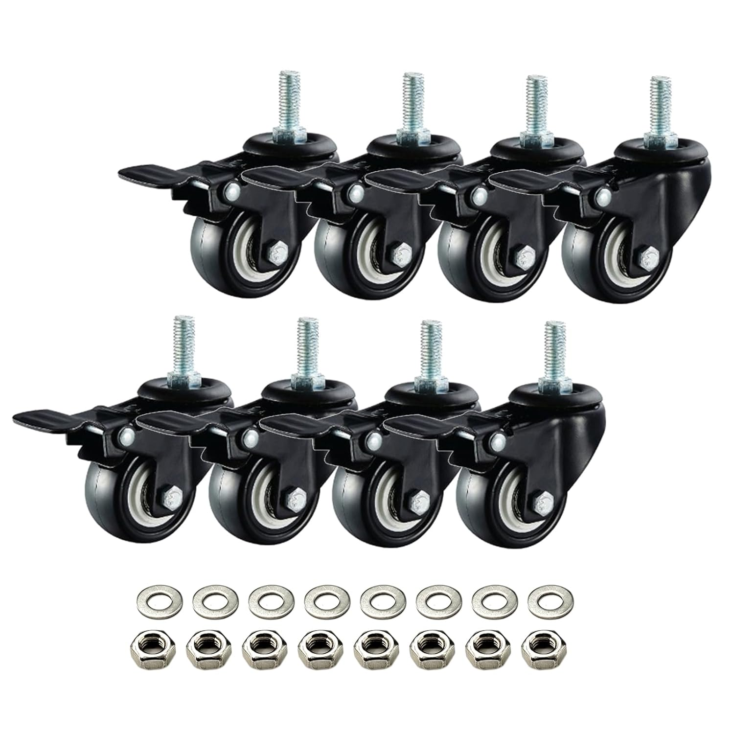 Furniture Rotating Feet, an Ideal Alternative for Furniture Movement a 1.5-Inch Set of 8 Casters with Braking Device image number 1