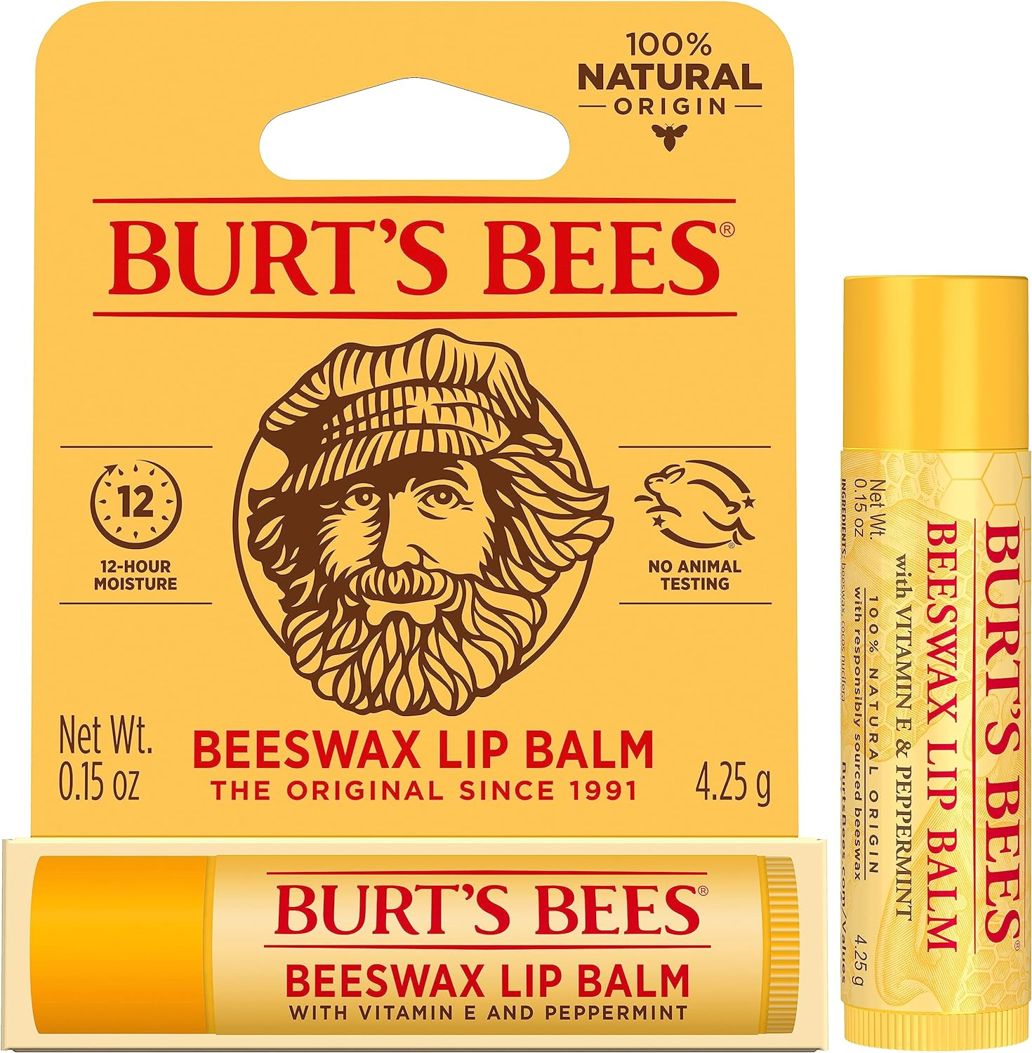 Burt'S Bees 100% Natural Origin Moisturising Lip Balm, Beeswax Original, 1 Tube, 4.25G image number 4
