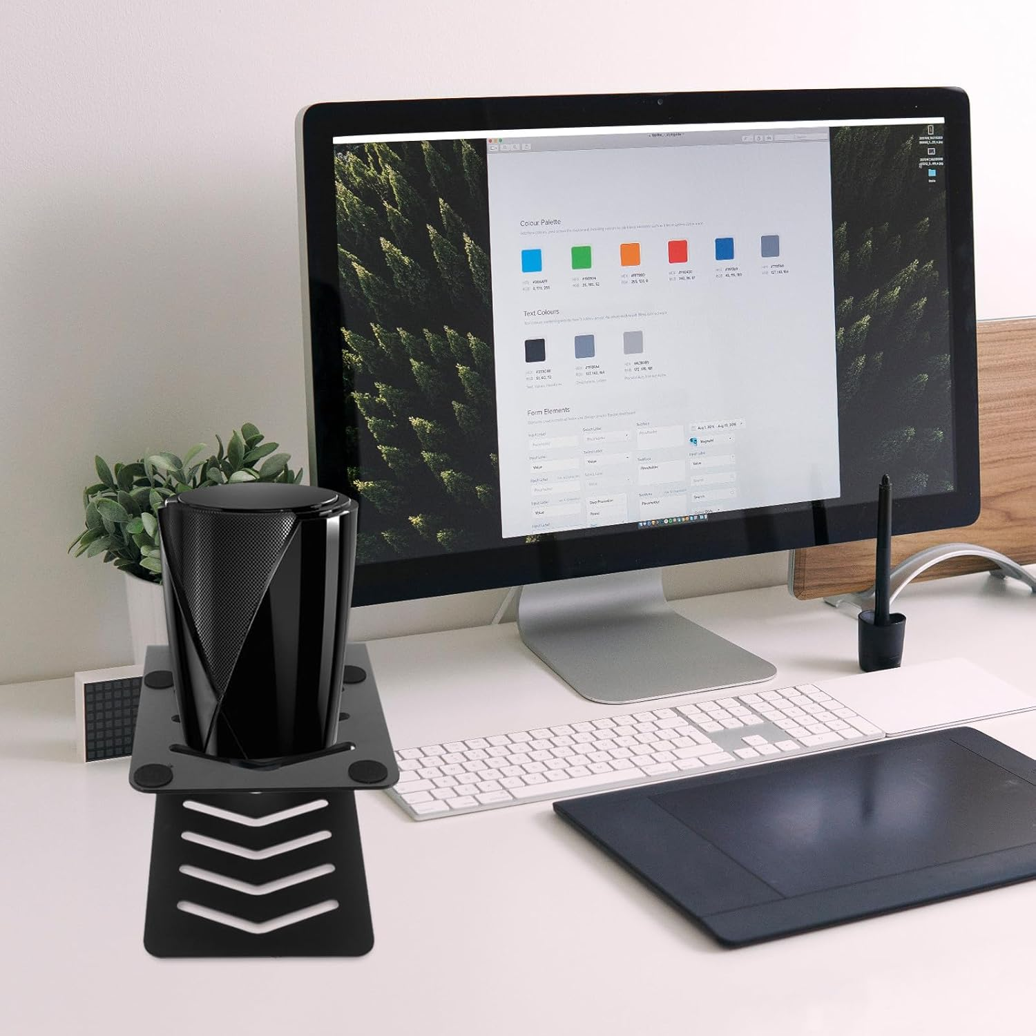 Uonlytech Metal Desktop Speaker Stand Riser Audio Amplifier Monitor Desk Stand Heightening Rack for Computer Gaming with Speaker Storage, Black, Small Size for Home Office Use image number 6