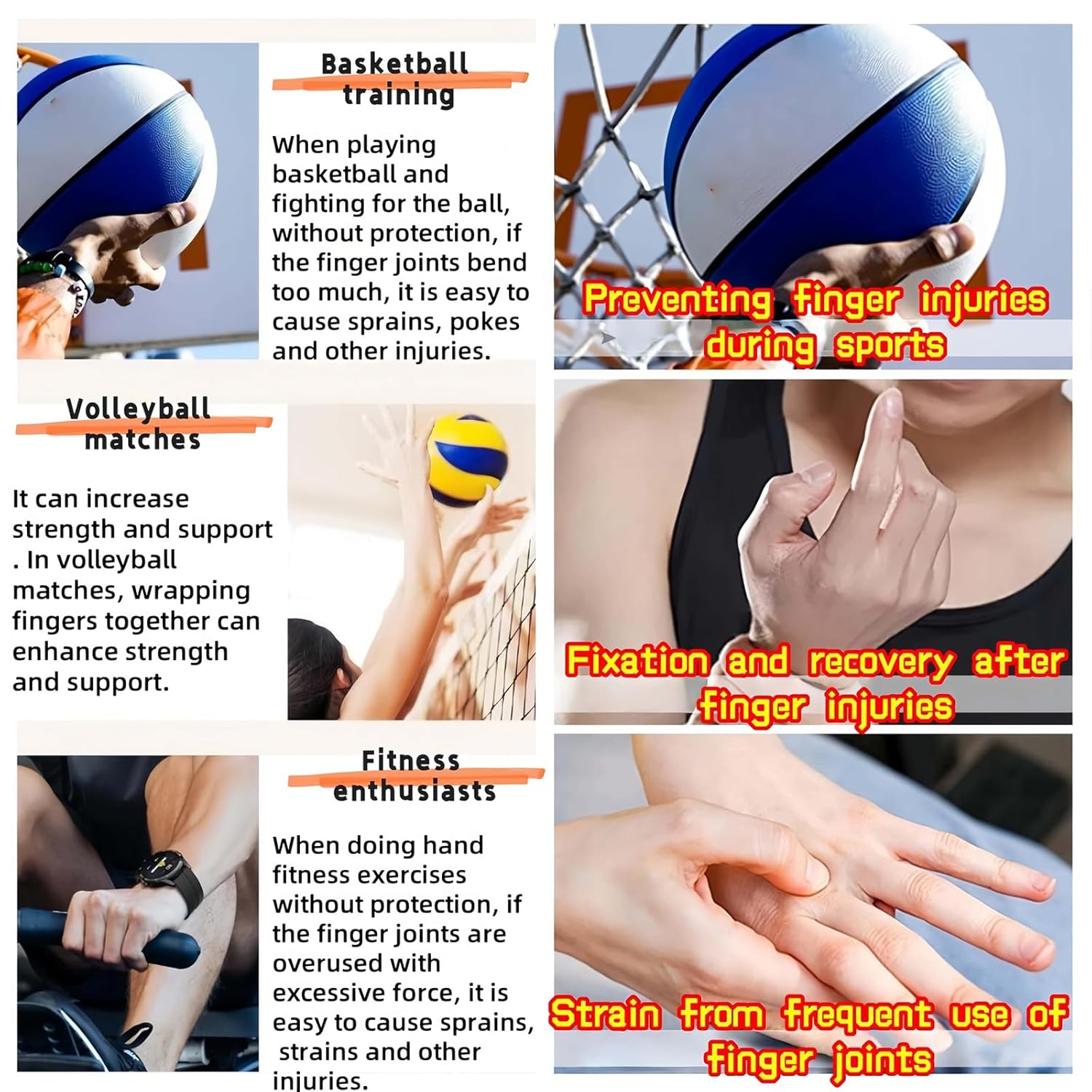 2Pcs Finger Splint, Adjustable Finger Splints(No Metal Support), Thumb Brace Protector Relieve Pain for Arthritis, Reusable Finger Tapes for Basketball, Tennis, Baseball, Volleyball, Single and Double Finger - M image number 3