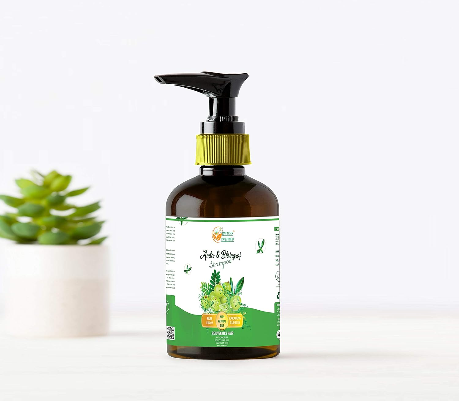 Herbs Botanica Herbal Amla and Bhringraj Shampoo 6.76 Fl Oz | 200 ML SLS Parabeen Free for All Hair Types image number 4