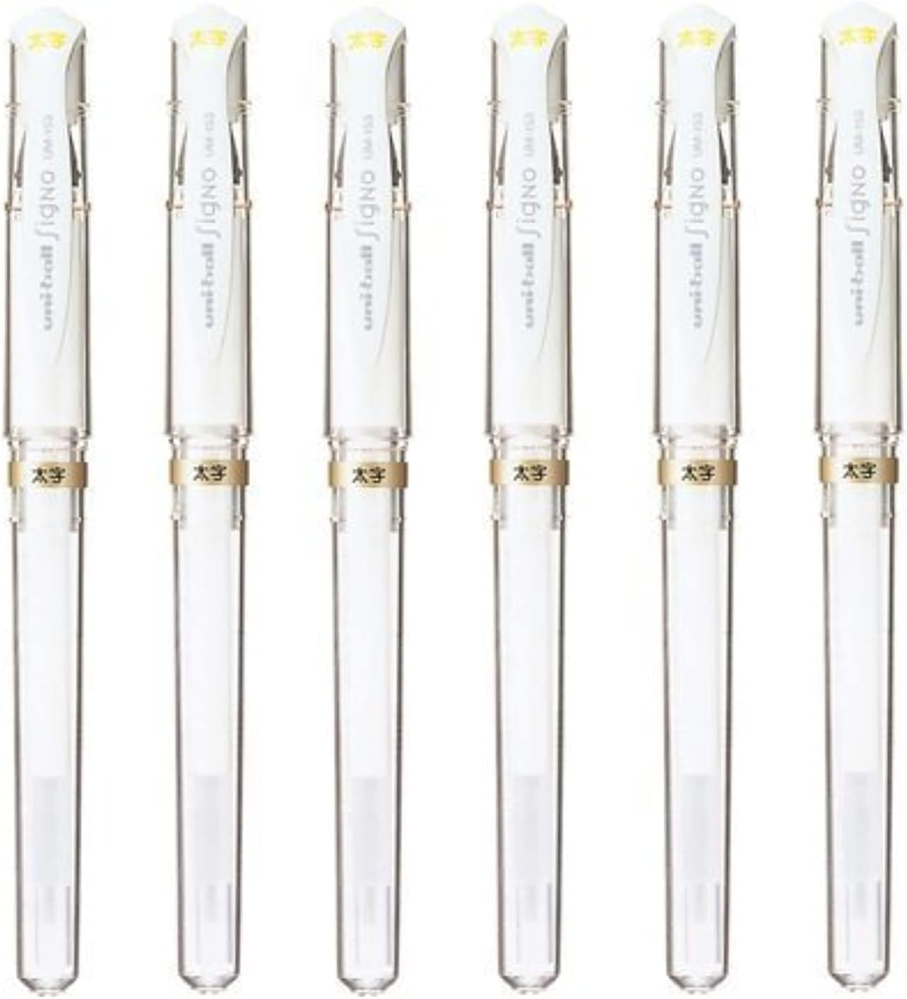 Uni-Ball Signo Broad Point Gel Impact Pen White Ink, 6 Pens per Pack (Japan Import) Komainu-Dou Original Package (2, DESIGN 1) image number 2