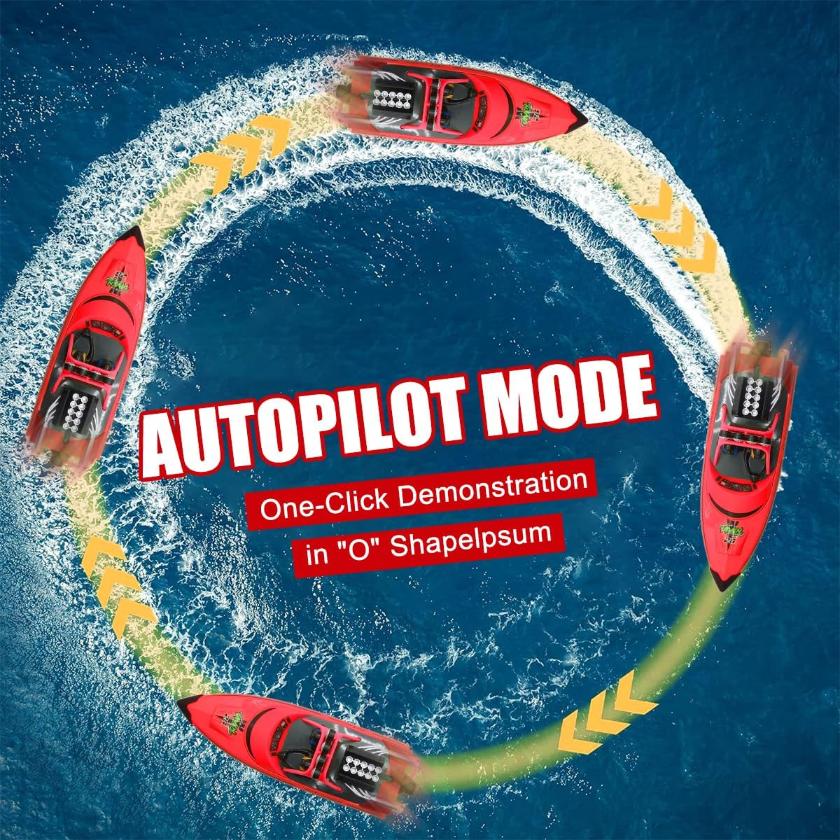 Hitish RC Boat for Kids Adults 2.4Ghz Remote Control Boats with LED Light for Pool Lakes Water, 20MPH Fast Speed Racing Jet Boat, Boat Toy for Boys Girls, 2 Rechargeable Batteries 40+ Mins, Red - Red image number 3