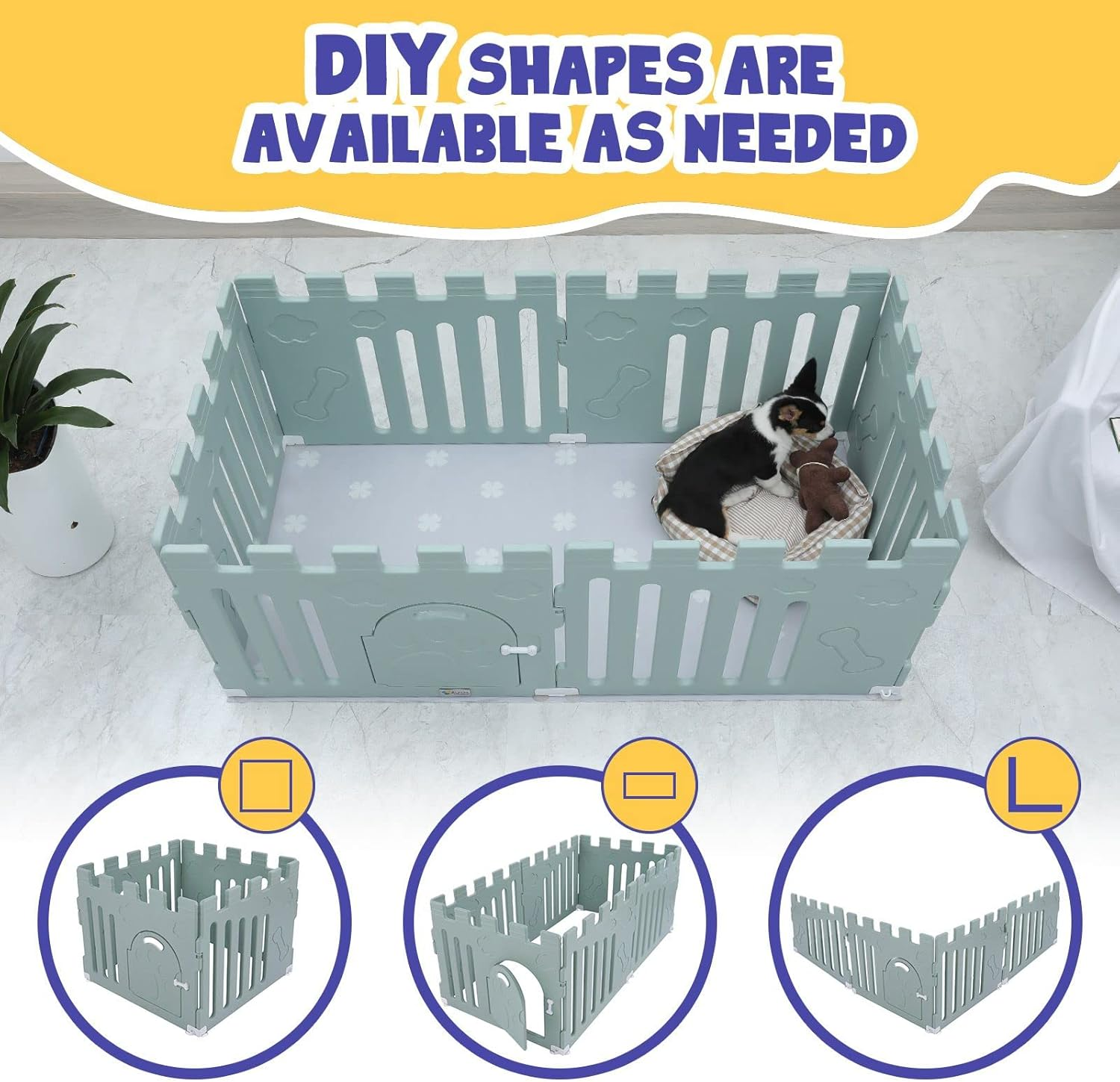 Pet Scene Whelping Box Portable Dog Crate Pet Pen Cage Puppy Cat Enclosure Playpen Exercise Indoor Outdoor Pet Kennel Plastic Green,154X78X60Cm image number 1