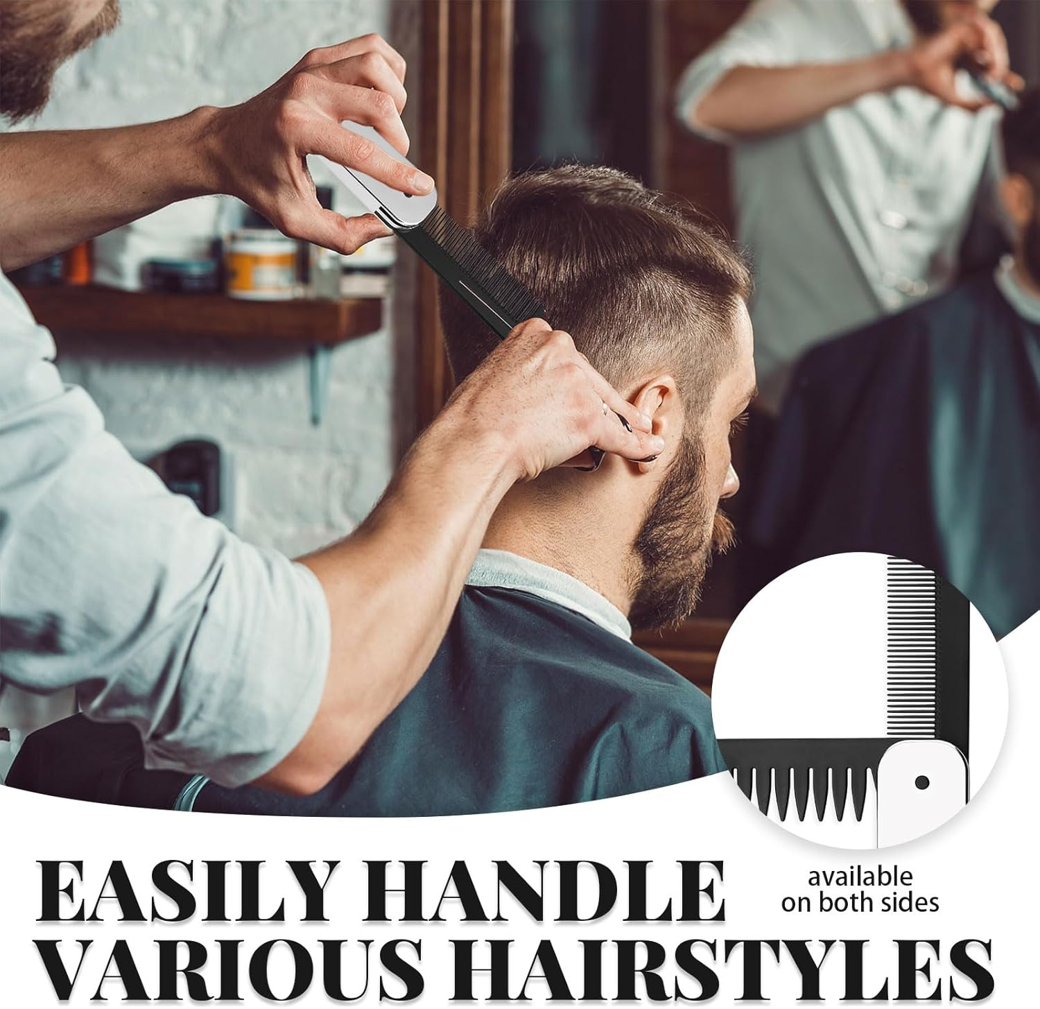 2 Pack Travel Folding Comb and Hair Brush with Mirror, 2 in 1 Wide + Fine Tooth Hair Comb, Small Foldable Pocket Comb for Men Women Hair Styling, Curls, Mustache, Beard image number 4