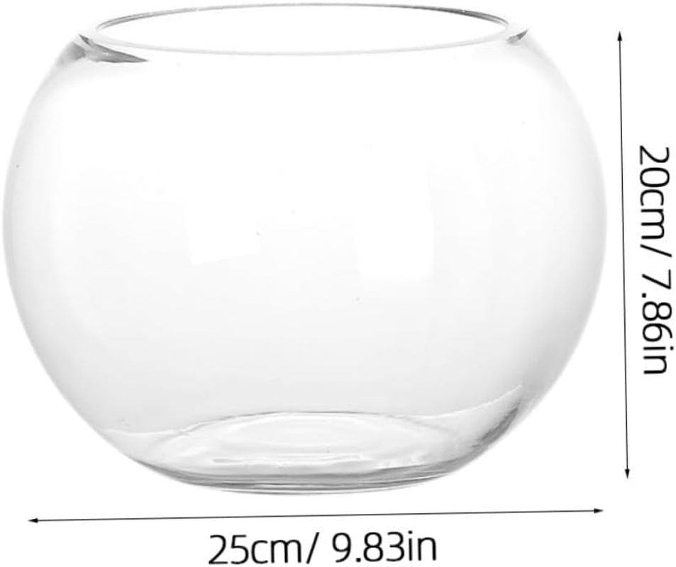 BESPORTBLE Transparent round Glass Fish Tank Multi-Function Betta Aquarium Bowl for Desktop Decor Clear Goldfish and Aquatic Pets Habitat Glass Plant Pot for Office and Living Sphere Design image number 1