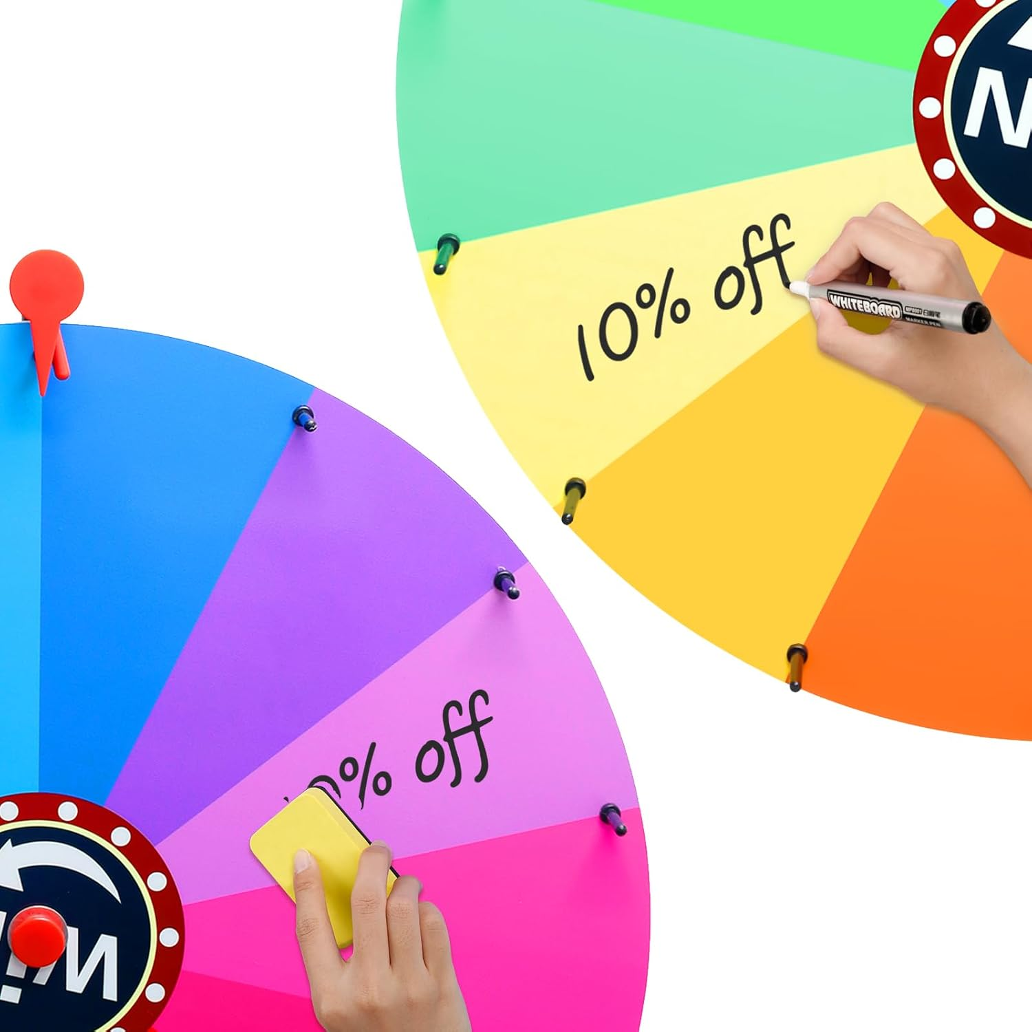 24'' 60Cm Spinning Prize Wheel Adjustable 1-2M Height Spin Doodle Game Spinner Colour Roulette Wheel with Foldable Stand Prize Wheel Spinner for Parties Events Games Trade Show 14 Colors image number 2