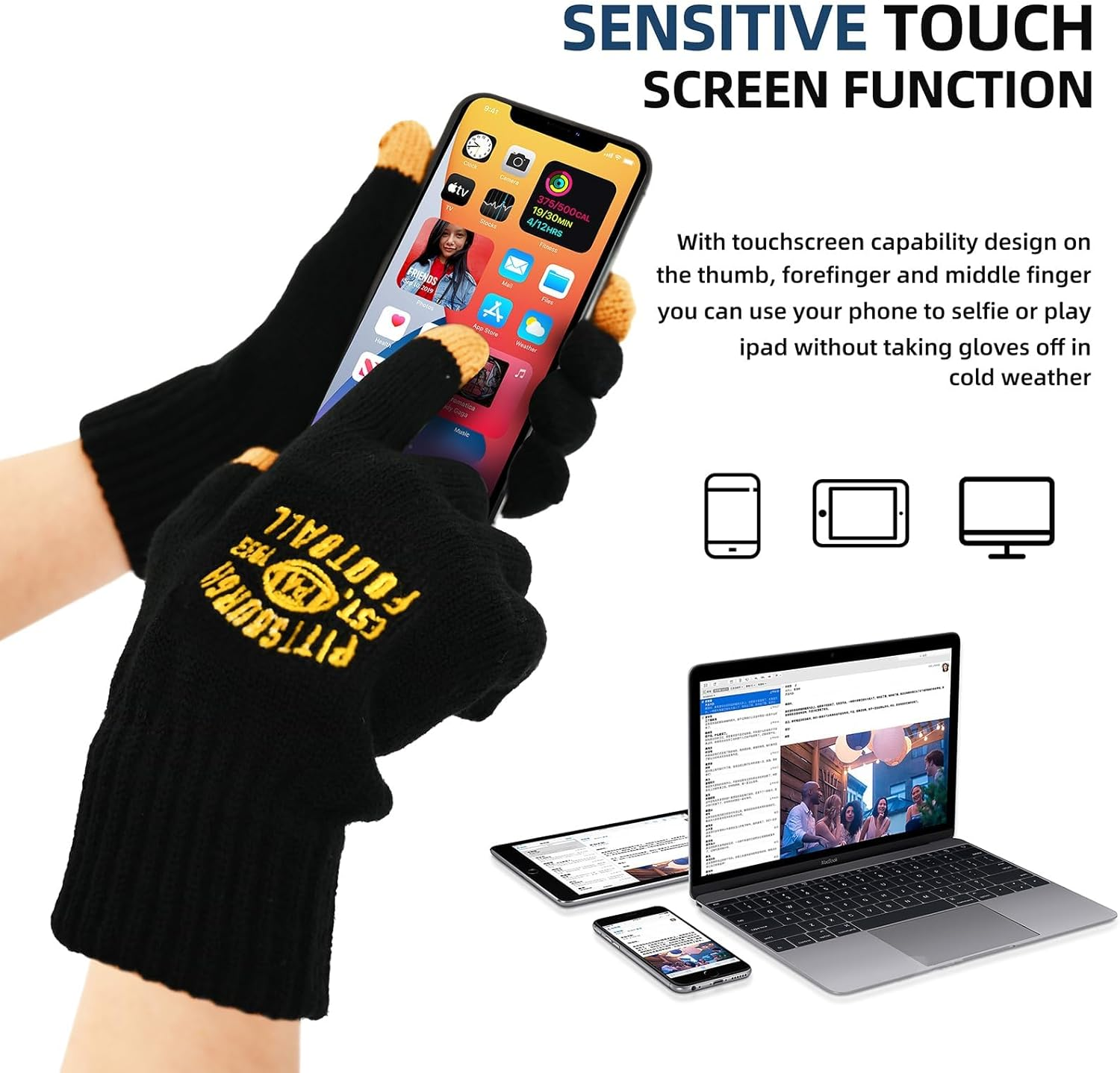 Vintage Classic Skull Cap Embroidery Beanie Fasion Hat Cuffed Winter Hat Knit Comes with Warm Gloves Gifts for Men Women Fans image number 4