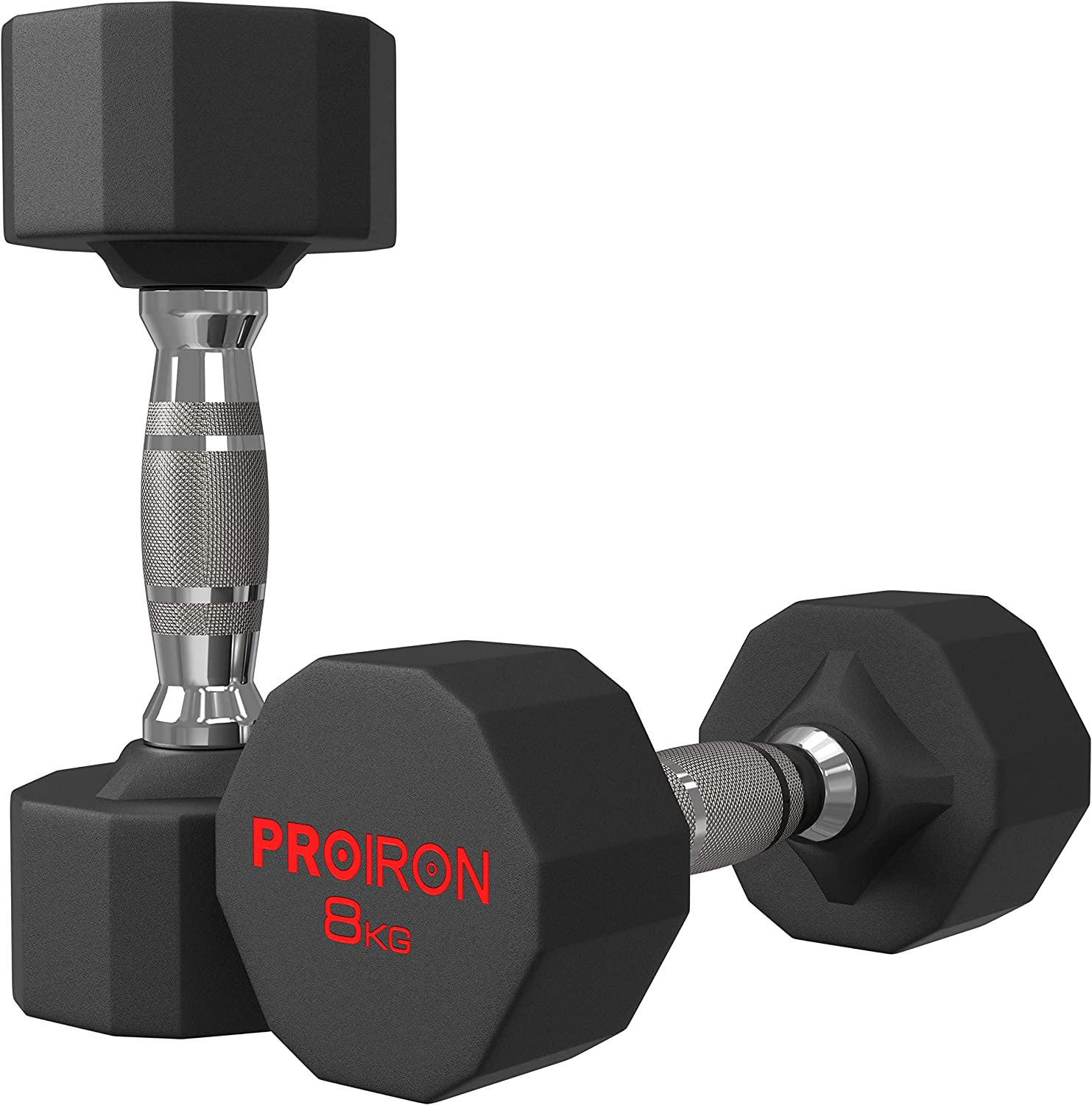 PROIRON Rubber Dumbbells Pure Steel Dumbbell, Friction Welding(Compact and Never Loose) Weights Set Men Women Home Gym 3Kg 5Kg 8Kg 10Kg 12Kg 16Kg 20Kg 24Kg Fitness Training Exercise Body Strength Lifting Equipment (Pair or Single)