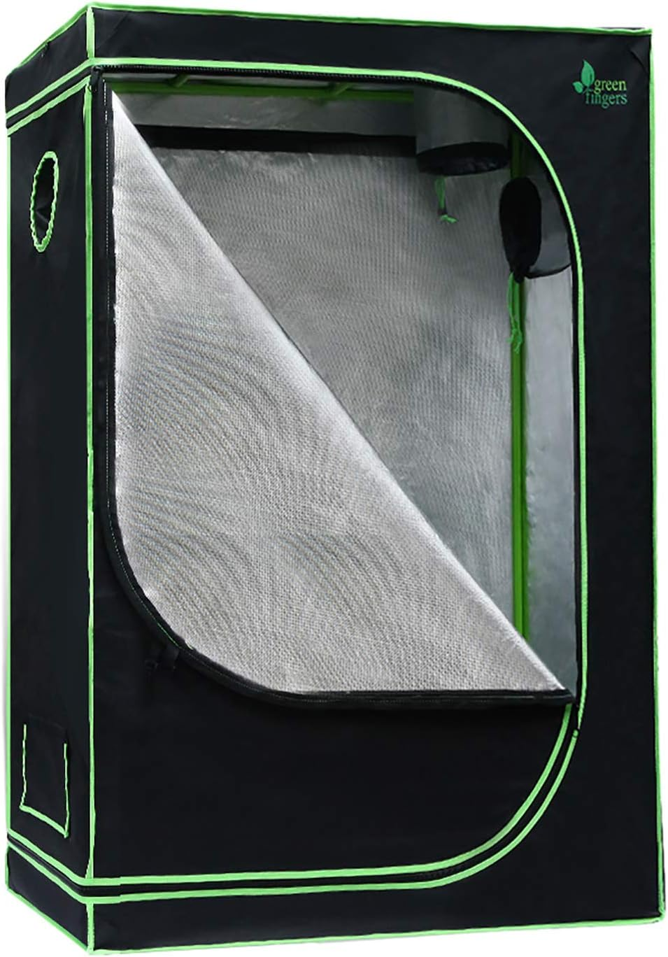 Green Fingers Grow Tent 90 X 50 X 160Cm Hydroponics Growing System Indoor Greenhouse Hydroponic Indoor Plant Kits,600D Oxford Cloth Black Exterior and Steel Frame Highly Reflective Inside