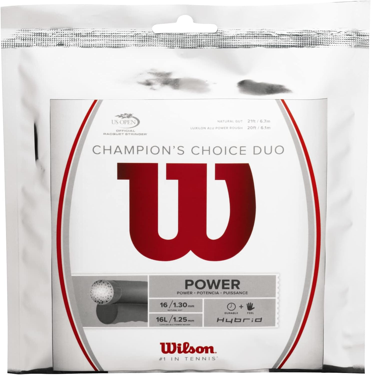 Wilson Champion'S Choice Duo Tennis String - Set, Grey/White image number 1