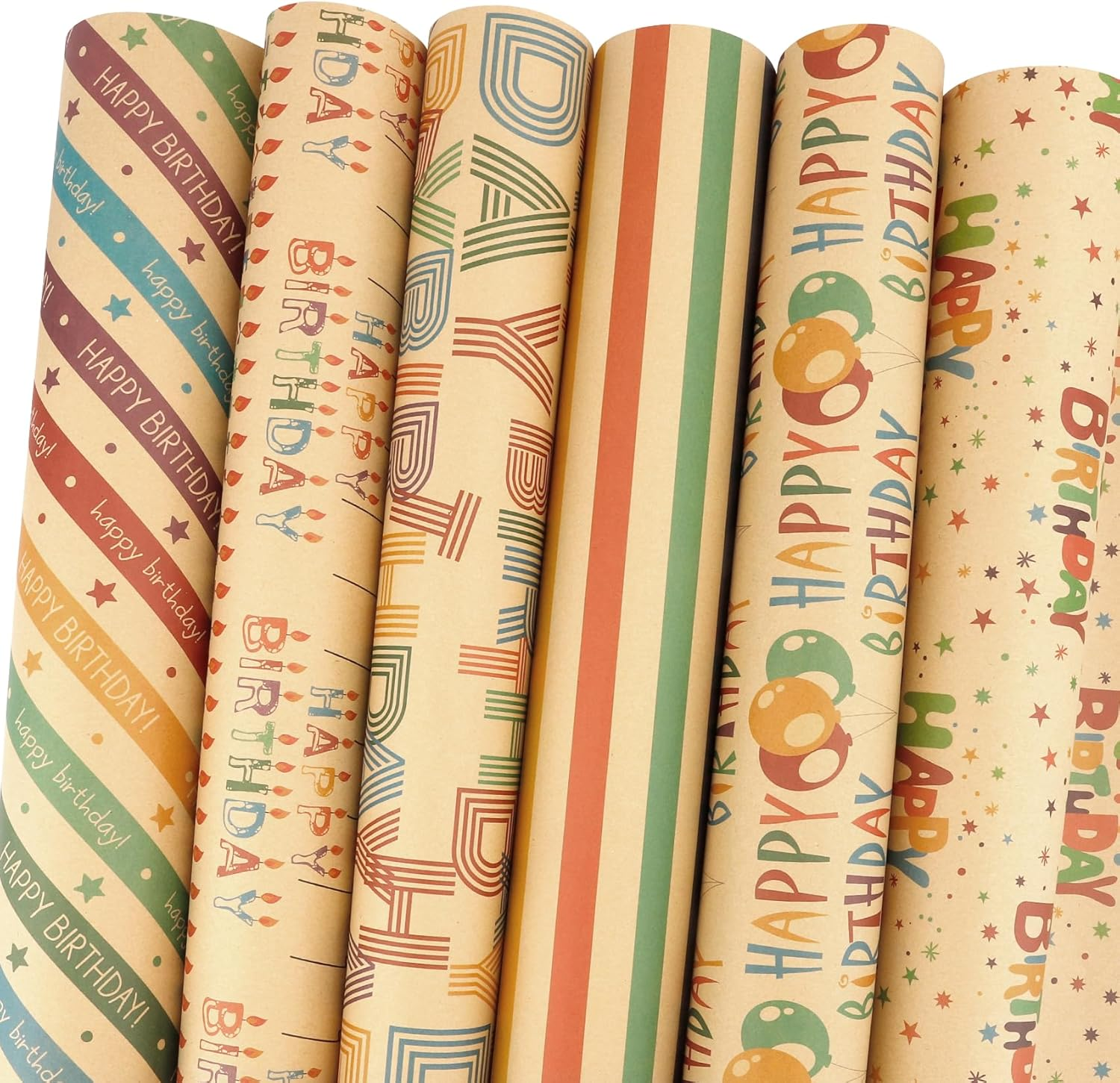 Rugwioyu 12 Sheets 20X27In Birthday Wrapping Paper Roll 4 Style Funny Gift Wrapping Supplies image number 3