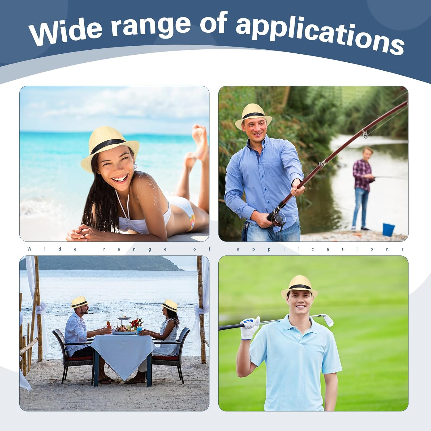 24 Pack 1920S Fedora Hats Bulk for Men Short Brim Sun Panama Hats for Women Party Costume, Circumference 60 Cm image number 1