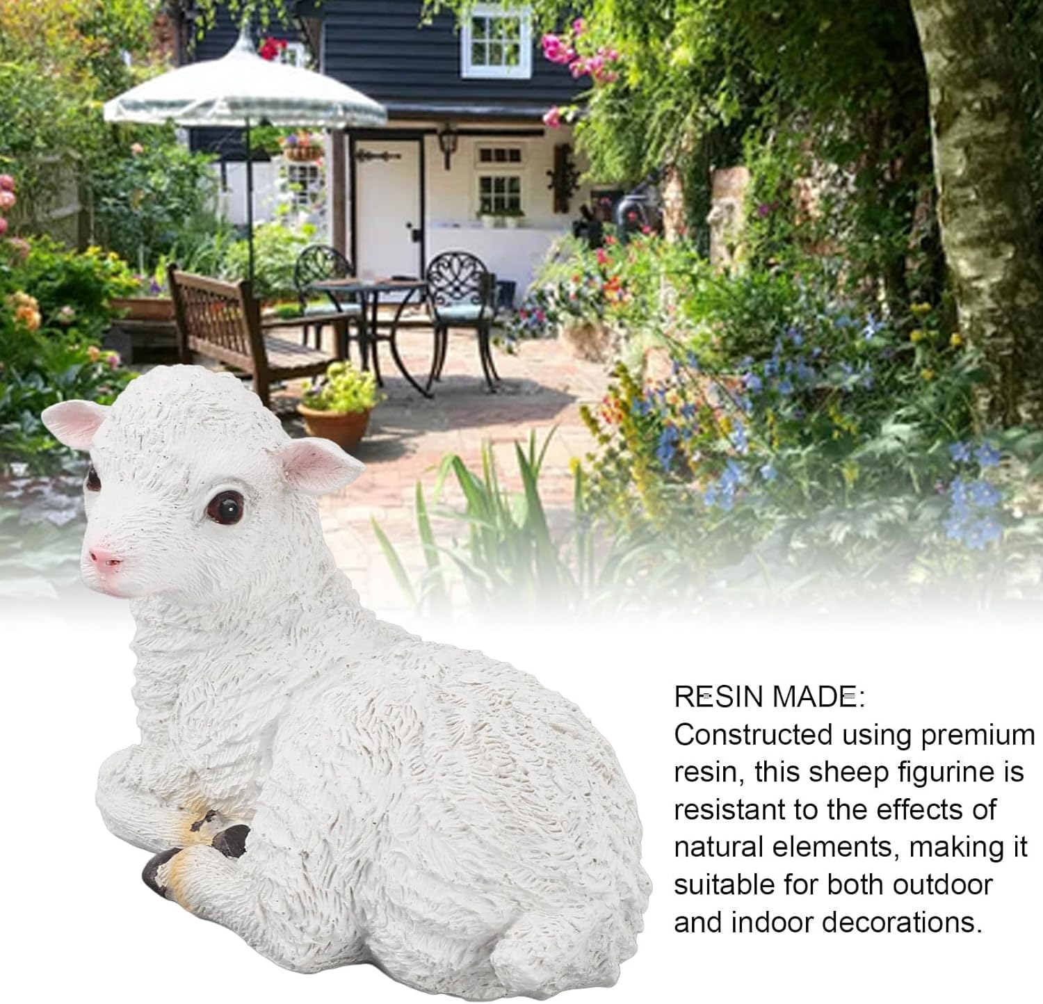 Resin Sheep Statue, Exquisite and Lifelike Garden Decoration with Versatile Design, for Outdoor and Indoor Decor, Sheep Figurine (Lying) image number 2