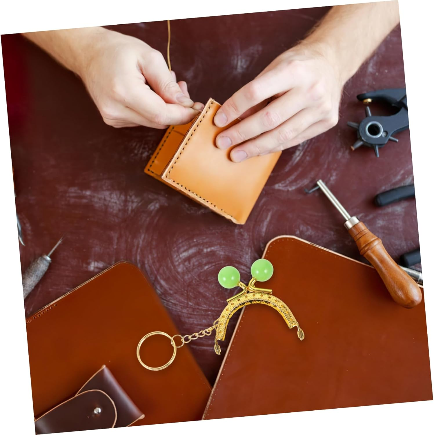 CORHAD 10Pcs Keychain Wallet Purse Clasp Frame Metal DIY Handbag Frame for Bag Handle Replacement Wallet Key Chain Purse Clasp Lock image number 1