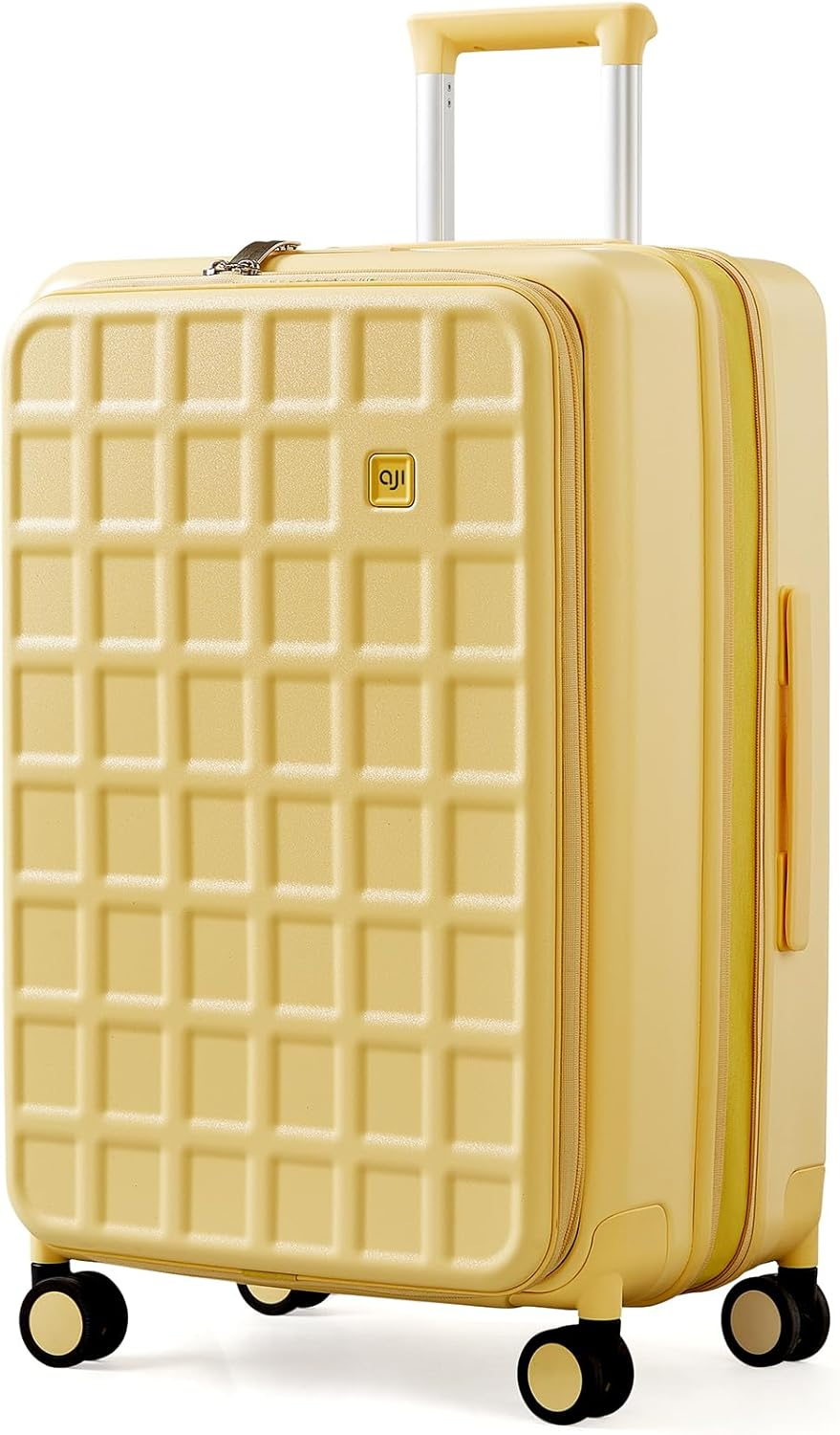 AJI Expandable Top Opening 24 Inch Checked Luggage with Spinner Wheels, Large Suitcase Hard Shell Travel Luggage Suitcases for Men Women, for 12+Days Travel (Chocolate Brown)