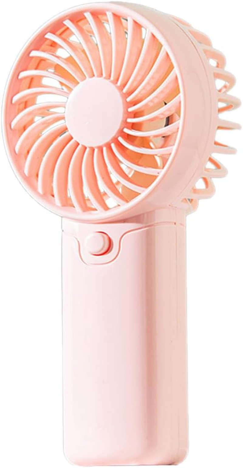 NNAKLLI 5-Inch Portable Handheld Fan, Battery Operated, Quiet Personal Desk Fan for Bedroom, Camping, Outdoor | AAA Powered (No Batteries Included), Lightweight & Compact Design (Pink)