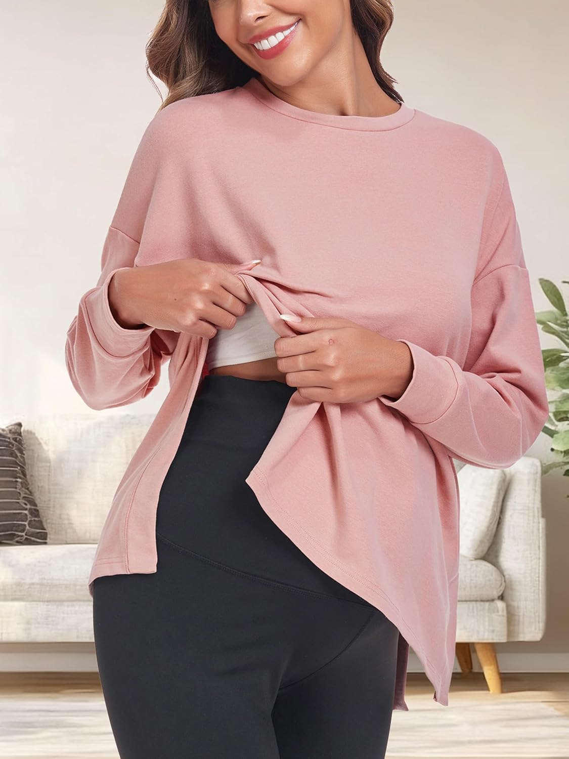 Love2Mi Women'S Long-Sleeved Maternity Shirt Maternity Tops image number 4