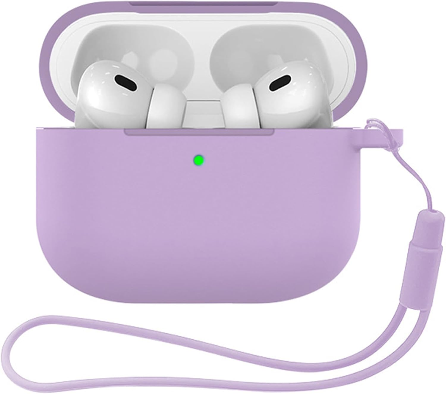 MOIHSING for Airpods Pro 3 Case, Soft Silicone Protective Skin Cover Compatible with Airpods Pro Case 3Rd Generation (2025), Compatible Magsafe, Full Drop Protection Cover with Lanyard, Purple - Black image number 2